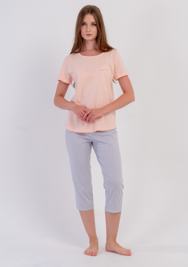 Piżama Damska Vienetta Peach Silver, Brzoskwiniowy, r. M-XXL