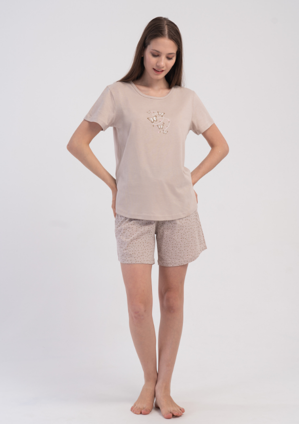 Piżama Damska Vienetta Sand Butterfly, Beżowy, S-XL