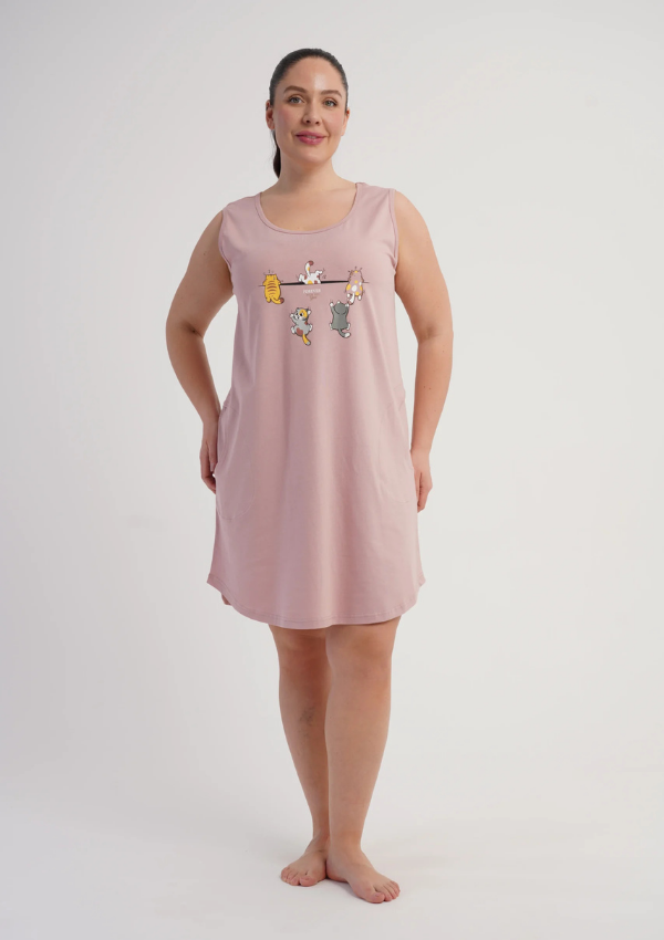 Koszula Nocna Damska Pink Animals, Różowy, r. 5XL - 7XL