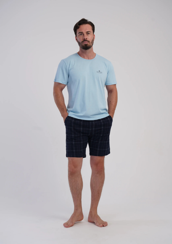 Piżama Męska Vienetta Sky Navy, Niebieski, r. M-XL