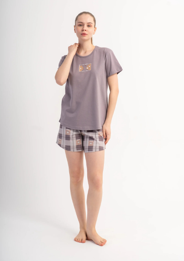 Piżama Damska Vienetta Lilac Teddy, Liliowy, M -XXL