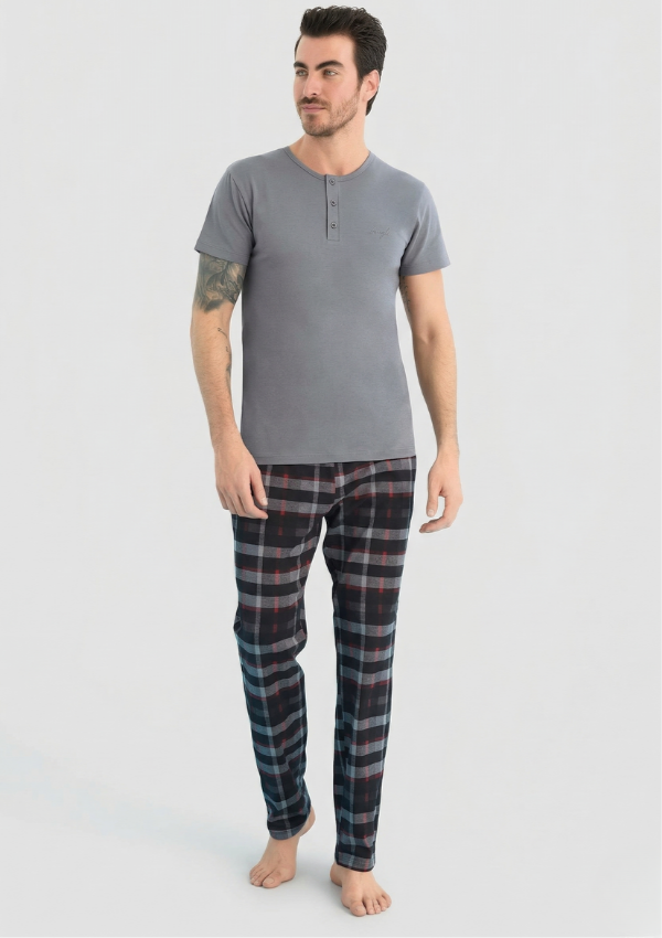 Piżama Męska Grey Classic, Szary, r. M-XL