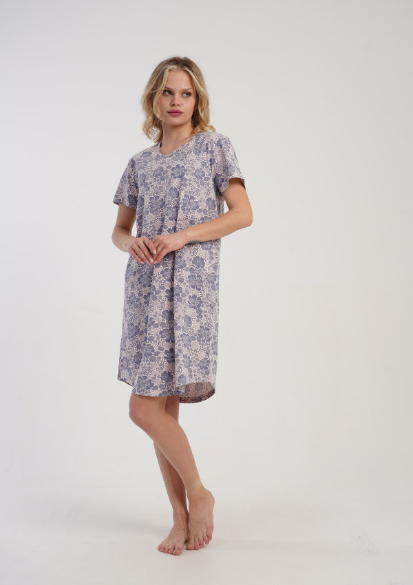 Koszula Nocna Vienetta Blue Garden, Niebieski, r. M-XXL