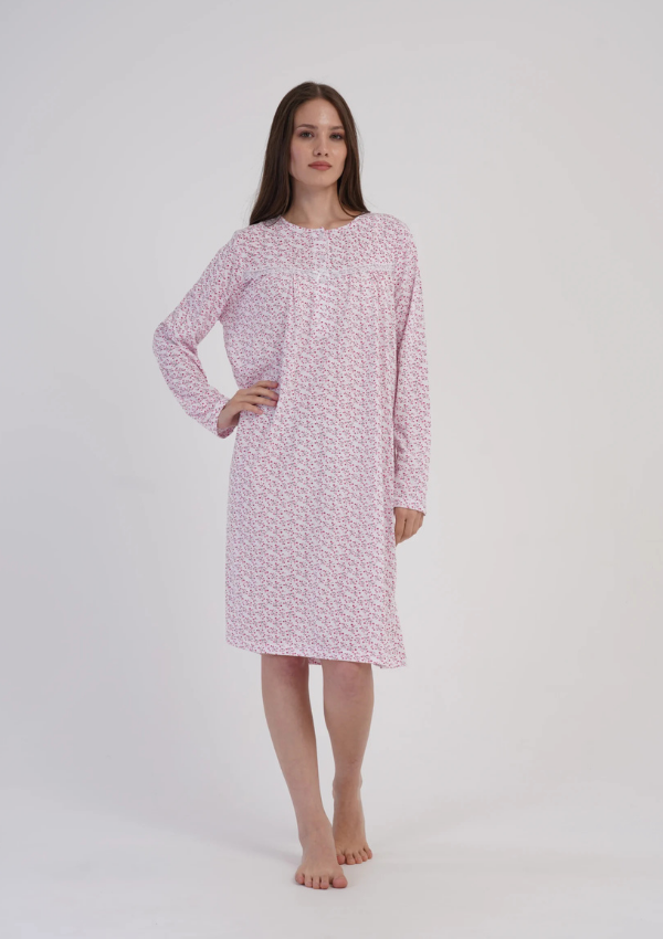 Koszula Nocna Damska Vienetta, Ivory Rosebud, Różowy, r. M - XXL