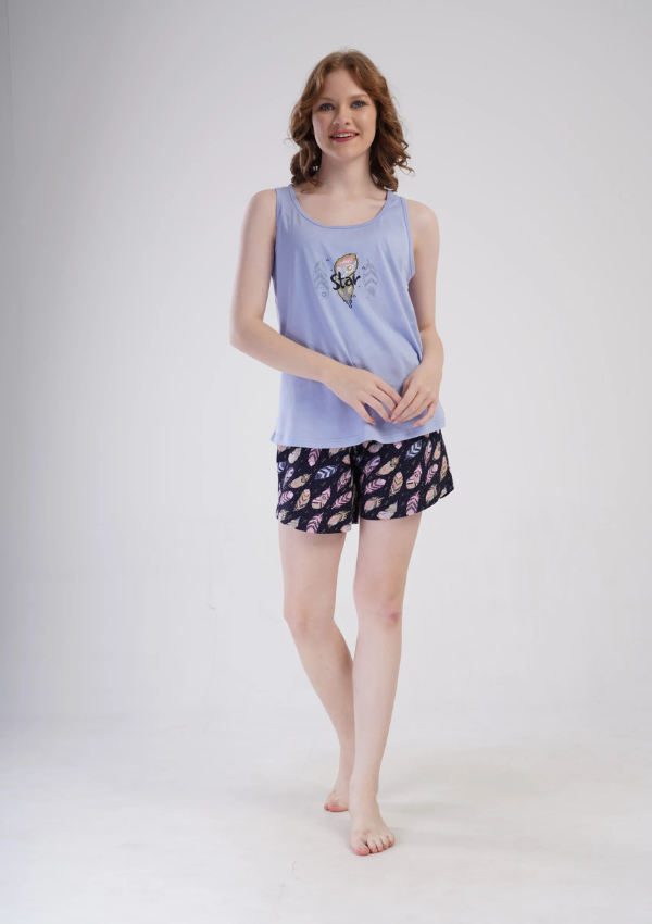 Piżama Damska Vienetta Purple Feathers, Fioletowy, 1XL-4XL