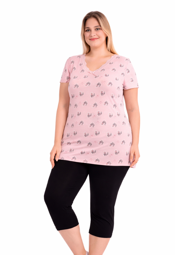Piżama damska Pink Hearts Set, Różowy, r. 2XL-5XL