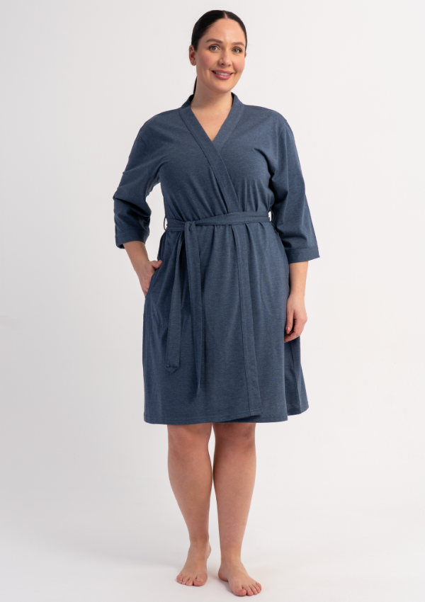 Szlafrok damski Vienetta Denim Home, Niebieski, r. 1XL - 4XL
