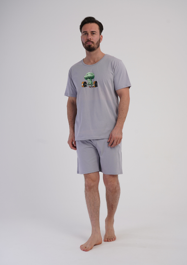 Piżama Męska Vienetta Broccoli Power, Szary, r. S-XL