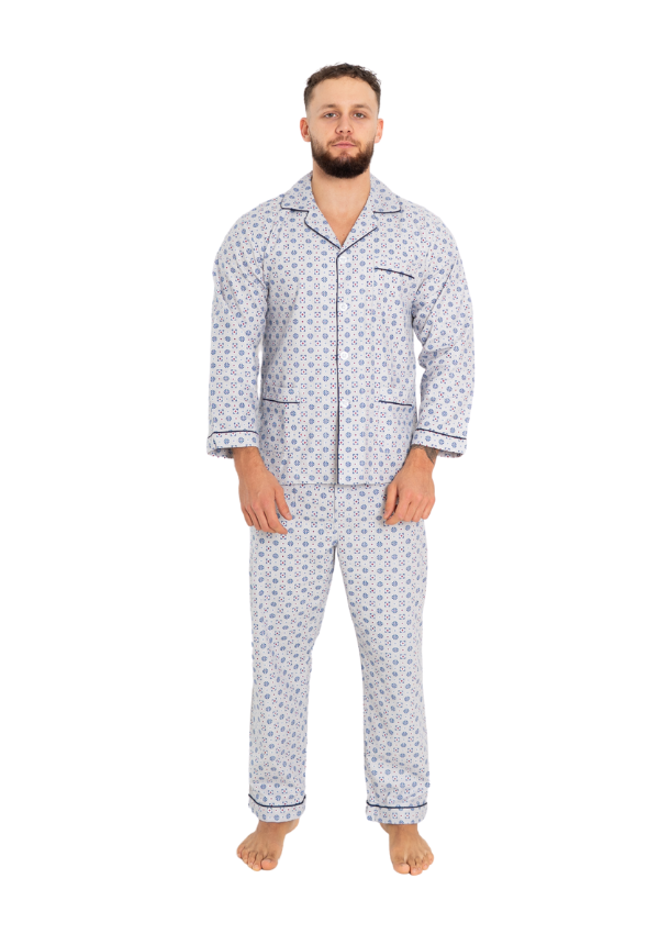 Piżama Męska Flannel Comfort, Niebieski, r. M- XXXL