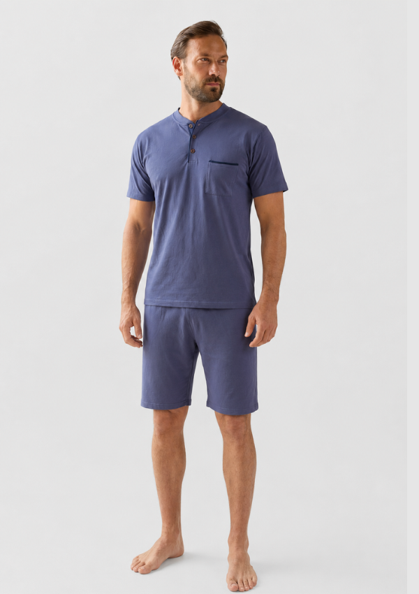 Piżama Męska Blue Comfort, Niebieski, r. M-XL