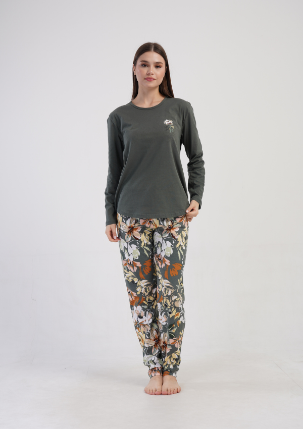 Piżama Damska Vienetta Floral Haven, Zielony, r. 1XL-4XL