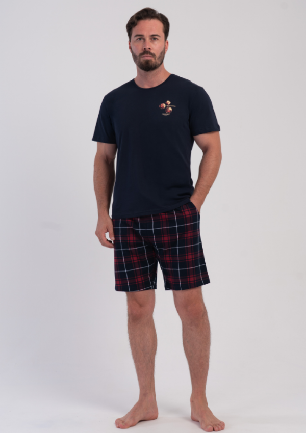 Piżama Męska Vienetta Navy Burgundy, Granatowy, r. M-XXL