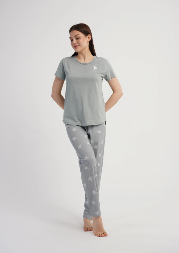Piżama Damska Vienetta Sage Blossom, Szary, r. M-XXL