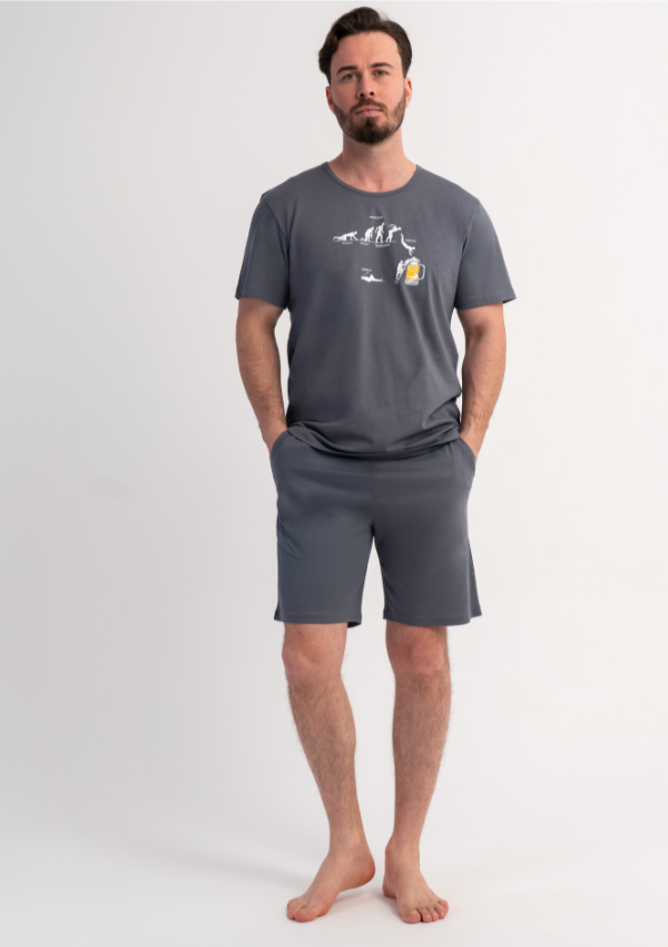 Piżama Męska Vienetta Graphite Fun, Szary, r. S-XL