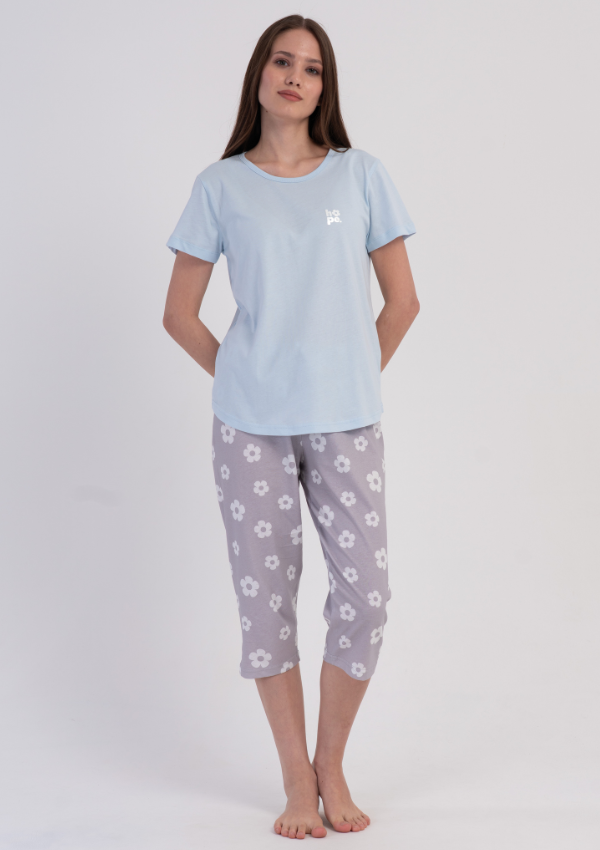 Piżama Damska Vienetta Blush Floral, Niebieski, r. M-XXL