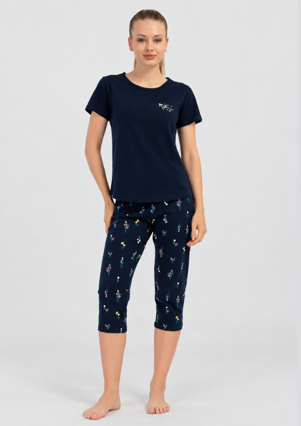 Piżama Damska Vienetta Rose Navy, Granatowy, r. M-XXL
