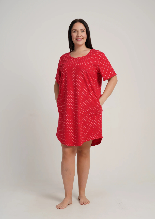 Koszula Nocna Damska Vienetta Red Hearts, Czerwony, r. 1XL - 4XL