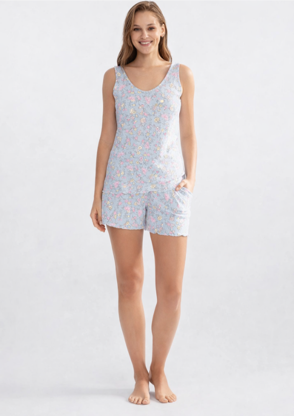 Piżama damska Grey Floral Set, Szary, r. M - XXL