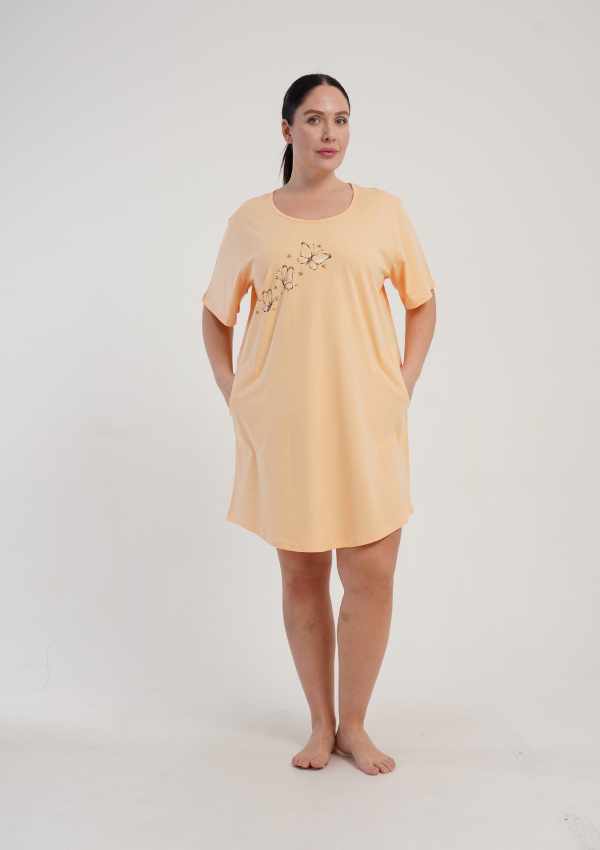 Koszula Nocna Damska Vienetta Apricot Breeze, Morelowy, r. 1XL - 4XL