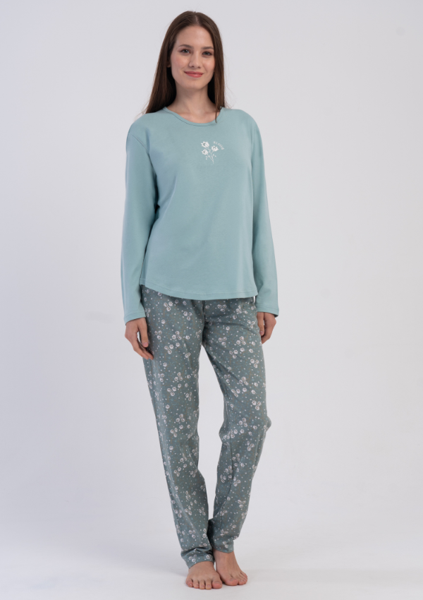 Piżama Damska Vienetta Green Meadow, Zielony, r. M-XXL