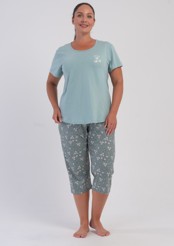 Piżama Damska Vienetta Floral Breeze, Zielony, r. 1XL-4XL