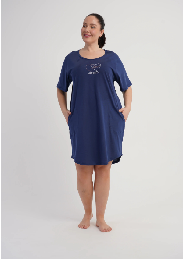 Koszula Nocna Damska Love Blush, Granatowy, r. 1XL - 4XL
