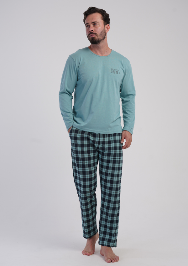 Piżama Męska Vienetta Teal Navy, Zielony, r. M-XXL