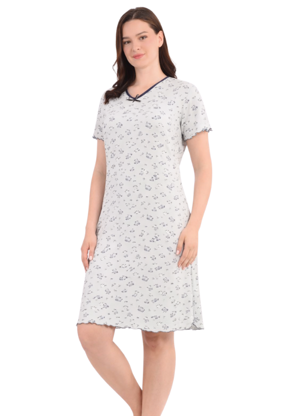 Koszula Nocna Silver Floral, Szary, r. M - 3XL