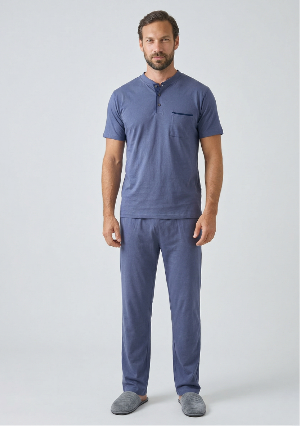Piżama Męska Blue Relax, Niebieski, r. M-XL