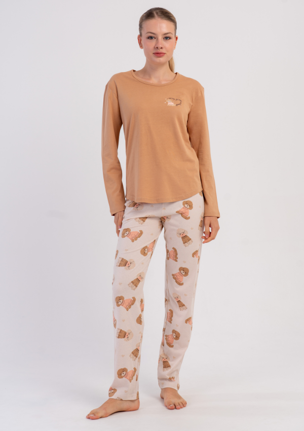 Piżama Damska Vienetta, Teddy Cozy, Beżowy, r. S-XL