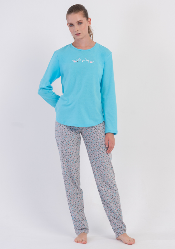 Piżama Damska Vienetta, Blue Pattern, Niebieski r. S-XL