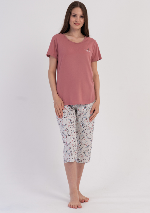 Piżama Damska Vienetta Pink Pattern, Różowy, r. M-XXL