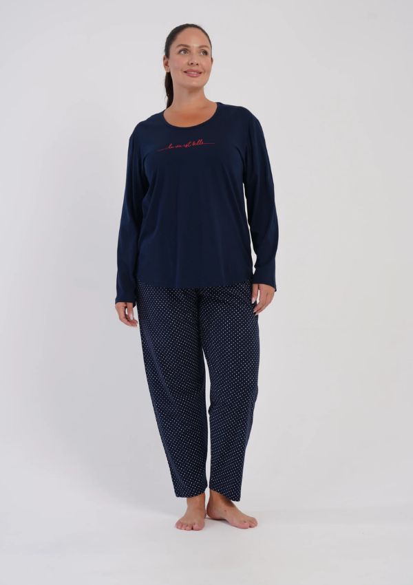Piżama Damska Vienetta Midnight Polka, Granatowy, r. 1XL-4X