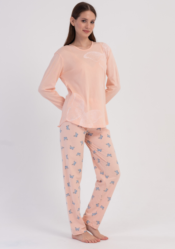 Piżama Damska Vienetta Gentle Butterfly, Brzoskwiniowy, r. M-XXL