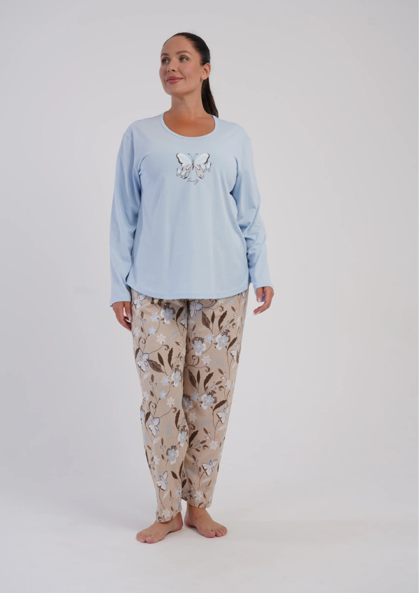 Piżama Damska Vienetta Sand Butterfly, Niebieski, r. 1XL-4XL
