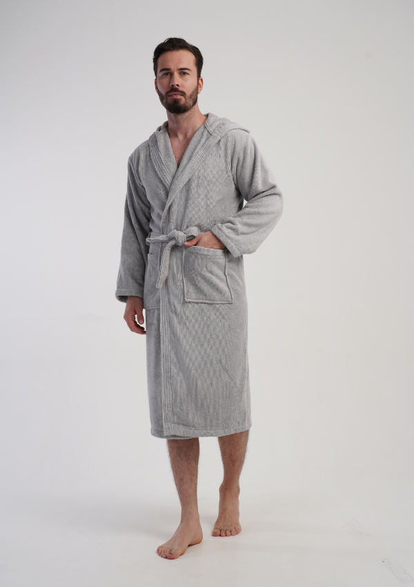 Szlafrok męski Vienetta Gray Night, Szary, r. M-XXL