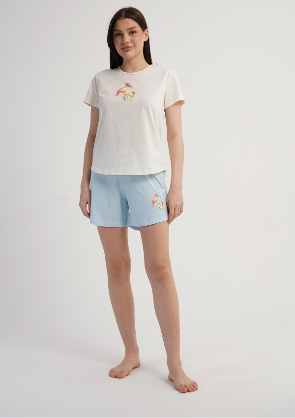 Piżama Damska Vienetta Unicorn Dream, Ecru, S -XL