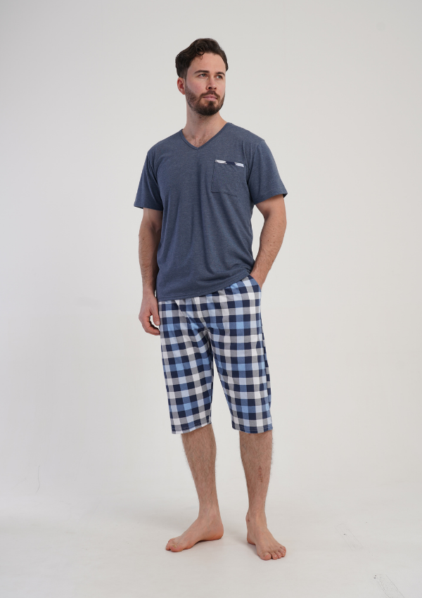 Piżama Męska Vienetta Blue Comfort, Szary, r. 1XL-4XL