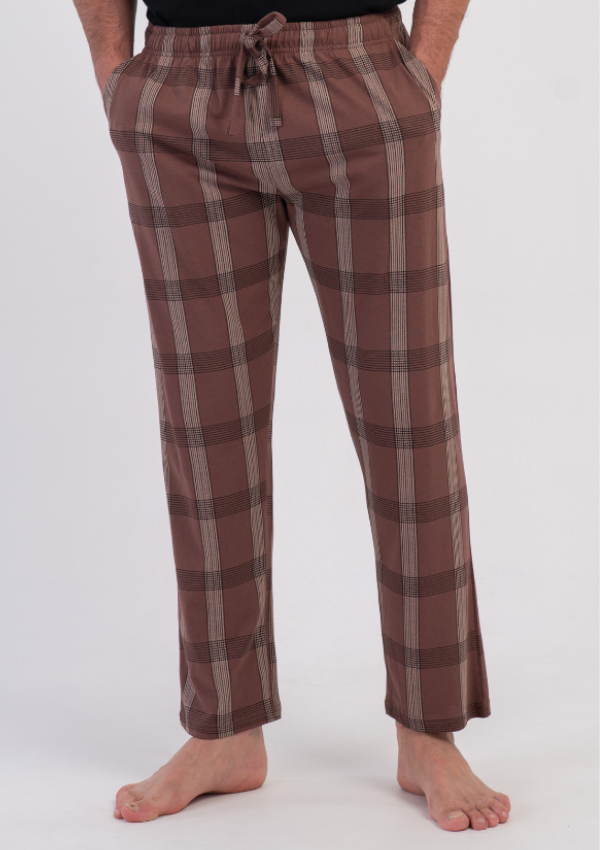 Spodnie męskie Vienetta Chestnut Plaid, Brązowy, r. 1XL-4XL