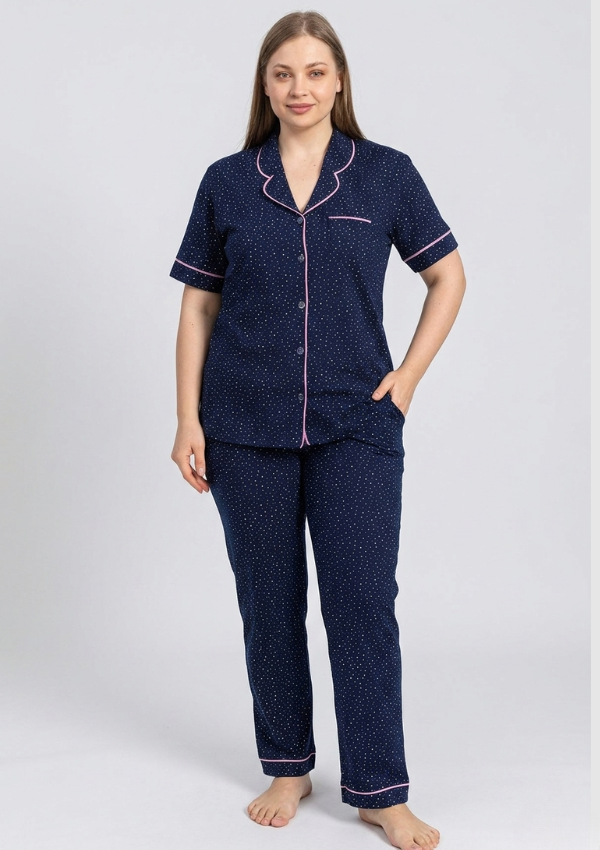 Piżama Damska Navy Harmony, Granatowy, r. 2XL-4XL