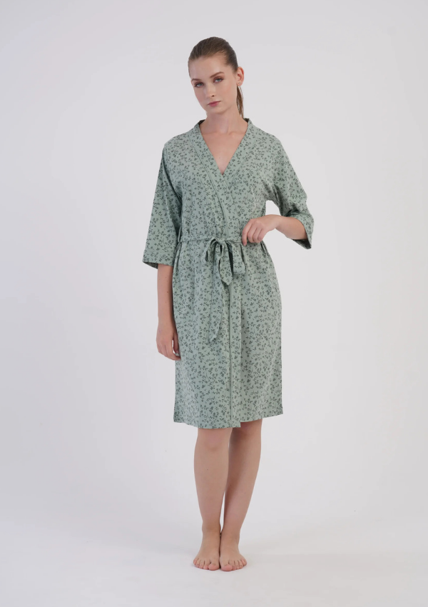Szlafrok damski Vienetta Mint Floral, Zielony, r. M-XXL