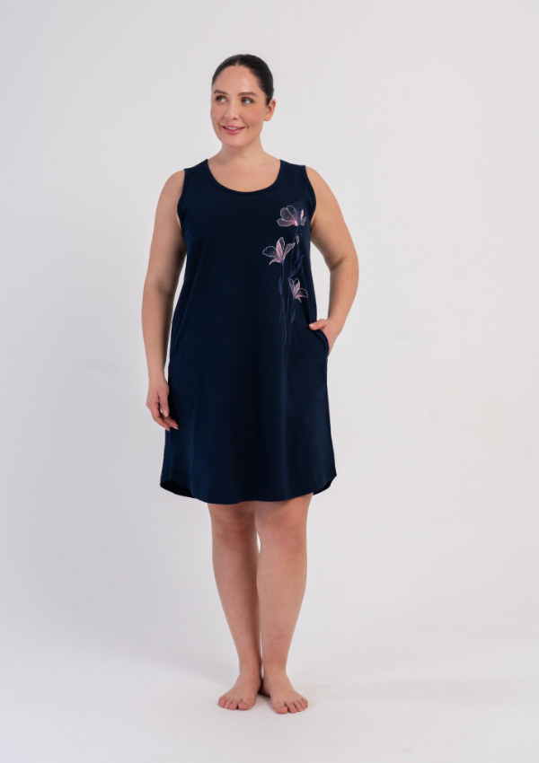 Koszula Nocna Damska Navy Bloom, Granatowy, r. 1XL - 4XL