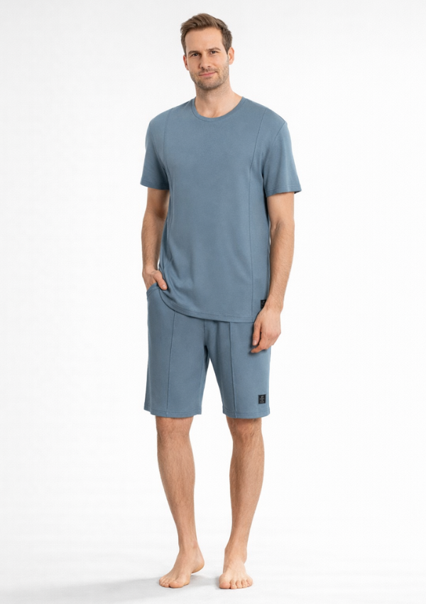 Piżama Męska Steel Blue Set, Niebieski, r. M-XL