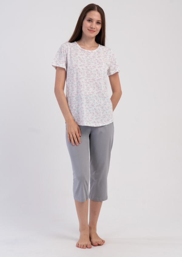 Piżama Damska Vienetta White Blossom, Biały, r. M-XXL