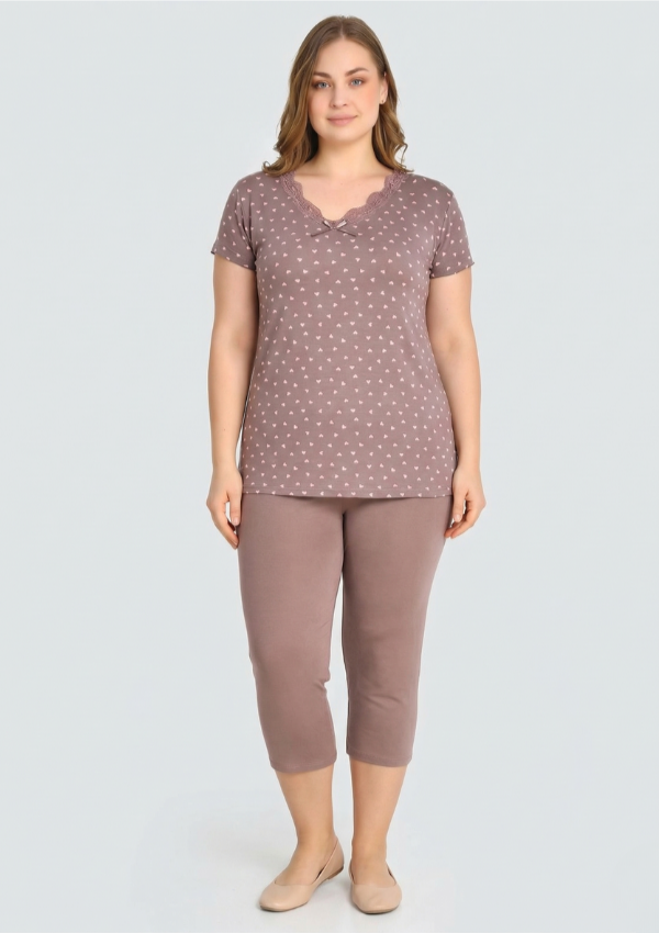 Piżama damska Mauve Hearts, Różowy, r. 2XL-5XL