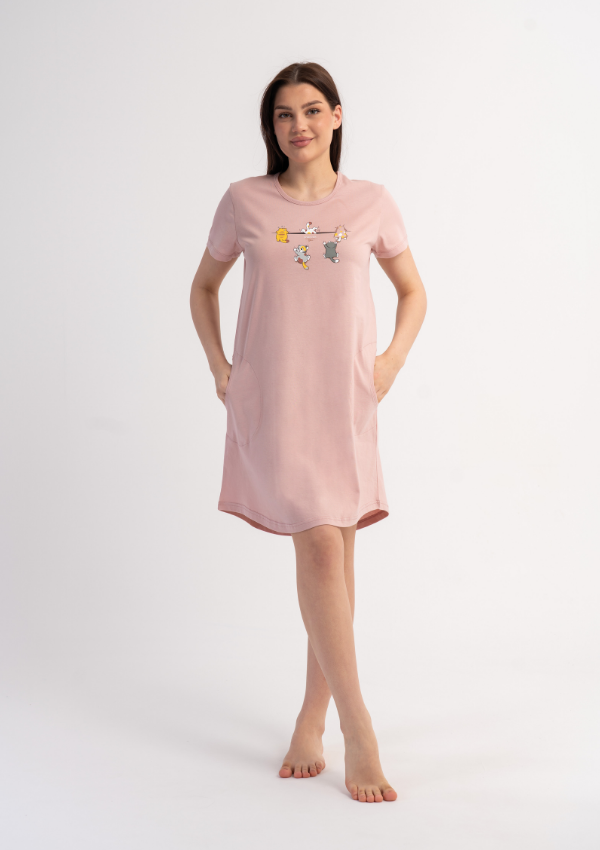 Koszula Nocna Vienetta Pink Pets, Różowy, r. M-XXL
