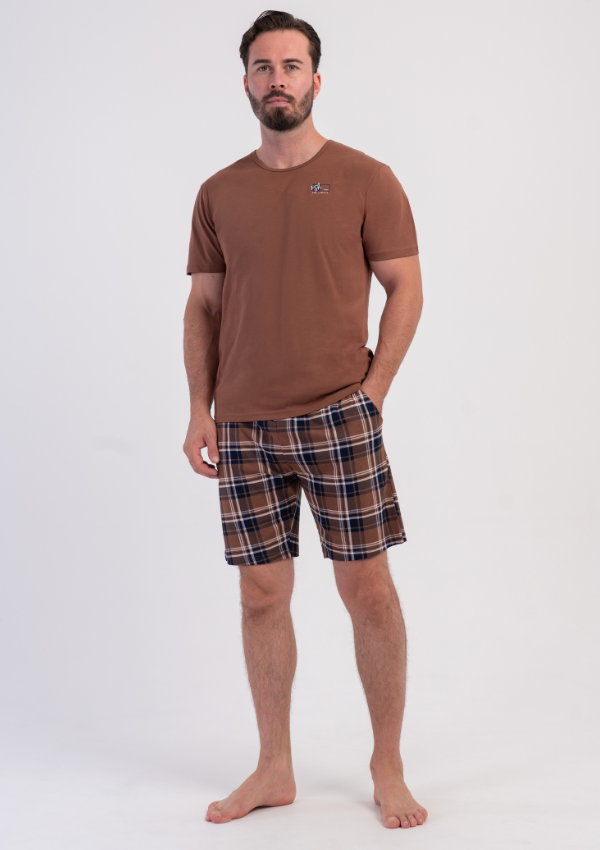 Piżama Męska Vienetta Mocha Navy, Brązowy, r. M-XXL