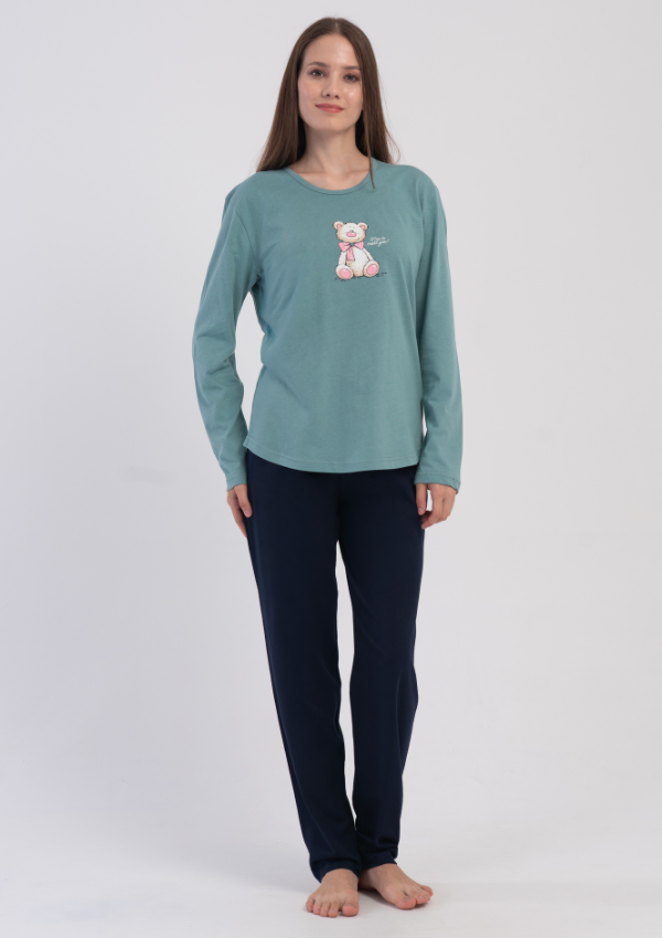 Piżama Damska Vienetta Green Teddy, Zielony r. S-XL