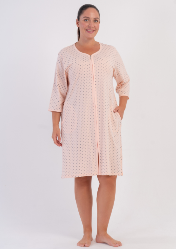 Szlafrok damski Vienetta Pink Dot, Różowy, r. 1XL-4XL
