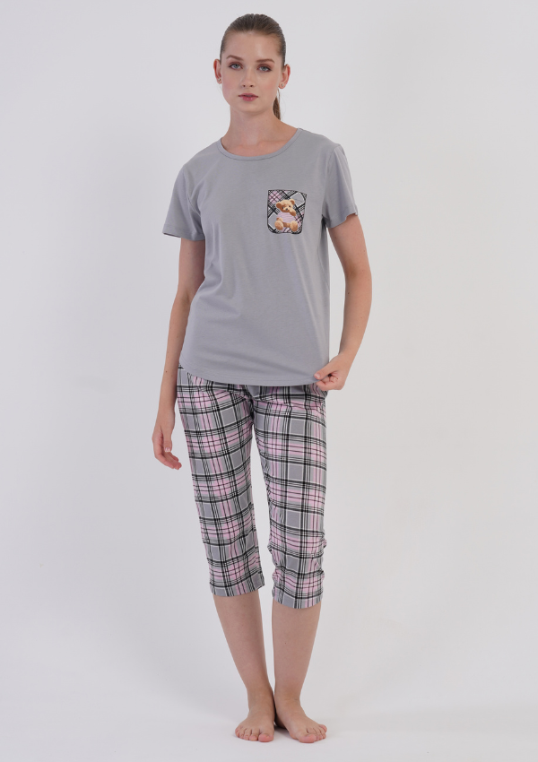 Piżama Damska Vienetta Grey Teddy, Szara, r. M-XXL